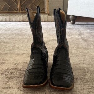 Larry Mahan Black Crocodile Western Boots